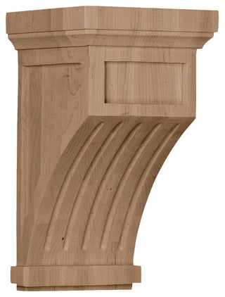 7"W x 7 1/2"D x 13"H Fluted Corbel, Red Oak