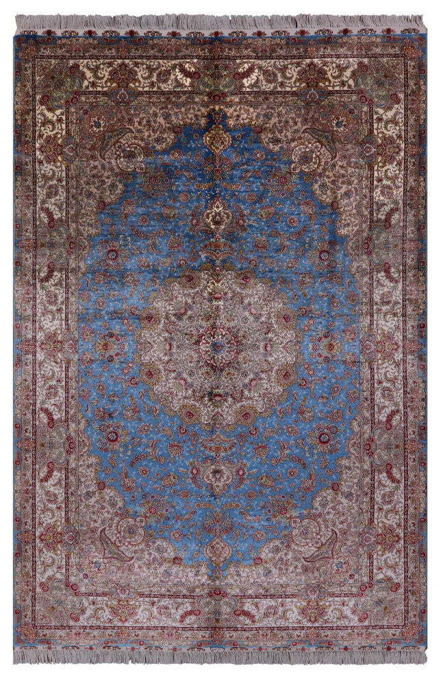 6' 0" X 9' 0'' Hand Knotted 100% Silk High End Persian Rug - Q4806