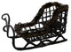 Glittery Wicker Sled Sleigh Decoration With Fur Accent, Dark Brown and Black