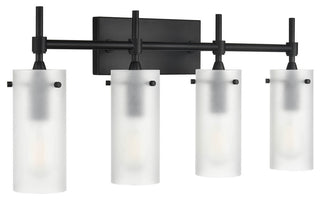 Effimero 4-Light Wall Sconce, Black With Frosted Glass