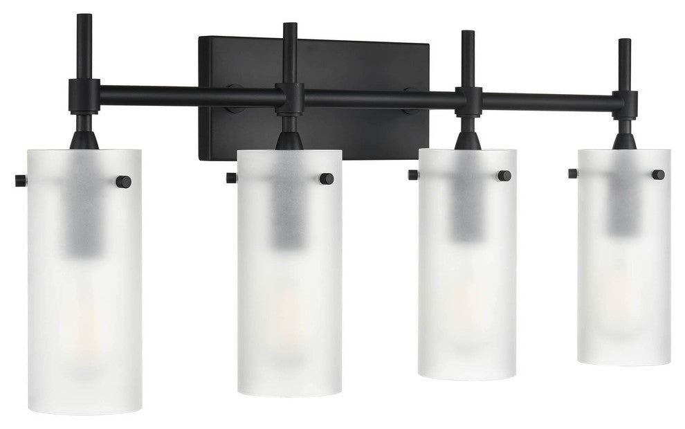 Effimero 4-Light Wall Sconce, Black With Frosted Glass