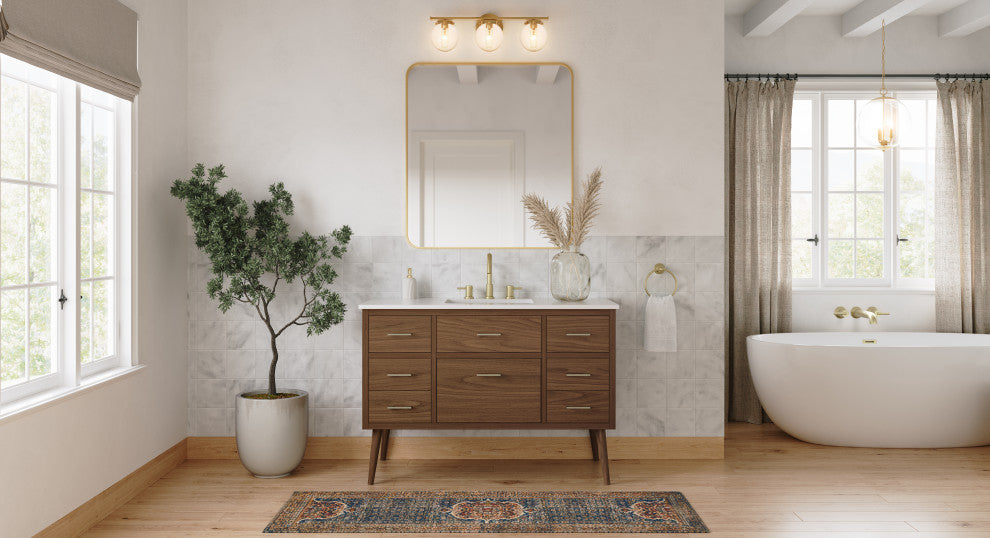 The Richmond Bathroom Vanity, Walnut, 48", Single Sink, Freestanding