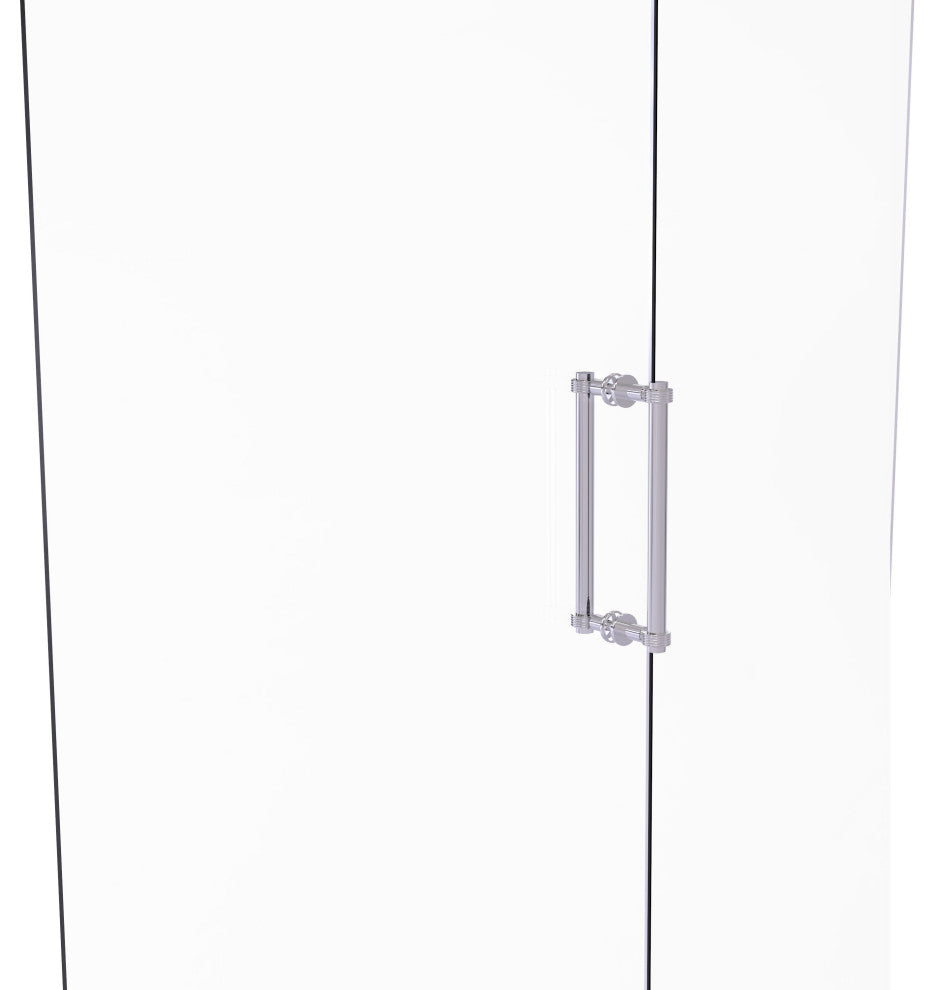 Contemporary 12" Grooved Accent Back to Back Shower Door Pull, Polished Chrome