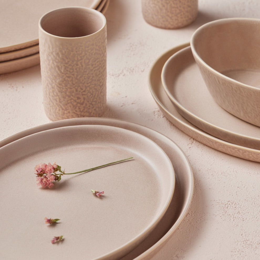 Stone by Mercer Project Katachi Stoneware 16 Piece Dinnerware Set, Nude