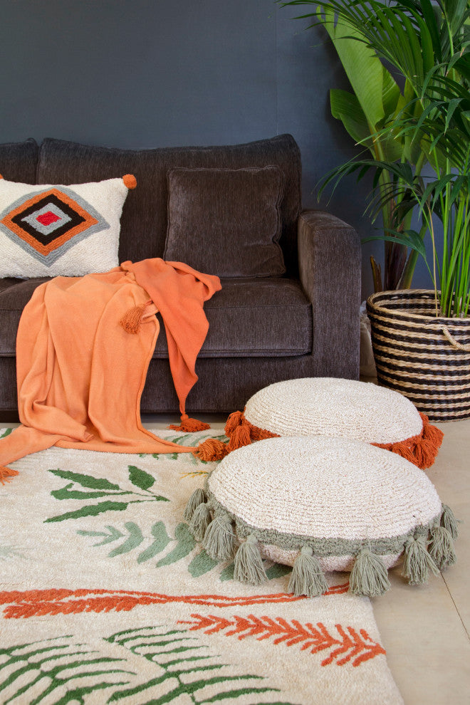 Circle Cushion, Natural/Medium Green