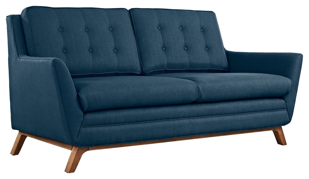 Beguile Upholstered Fabric Loveseat, Azure
