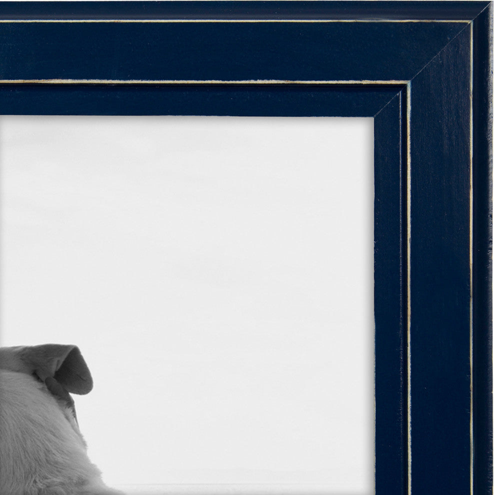 Kieva Solid Wood Picture Frame Set, Black 4x6, Distressed Navy Blue, 8x10