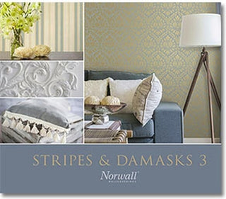 Stripes And Damasks, Classic Damask Stripes White Green Wallpaper Roll