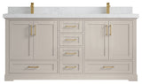 Boston 72" Double Sink Bath Vanity in Fine Grain 2" Empira Quartz
