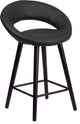 Modern 24" High Contemporary Cappuccino Wood Counter Stool in Black Vinyl