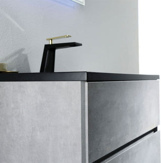 Venice Gray Single Bathroom Vanity, 36", Vanity, Black Sink, Mirror