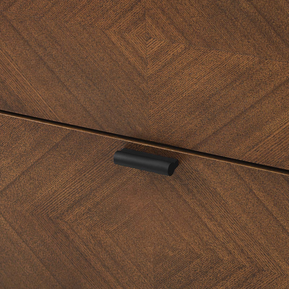 Dresser Drawer Chest Stand, Wood, Brown Walnut, Modern Mid-Century Living Room