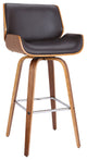 30" Brown Faux Leather Wooden Base Bar Stool