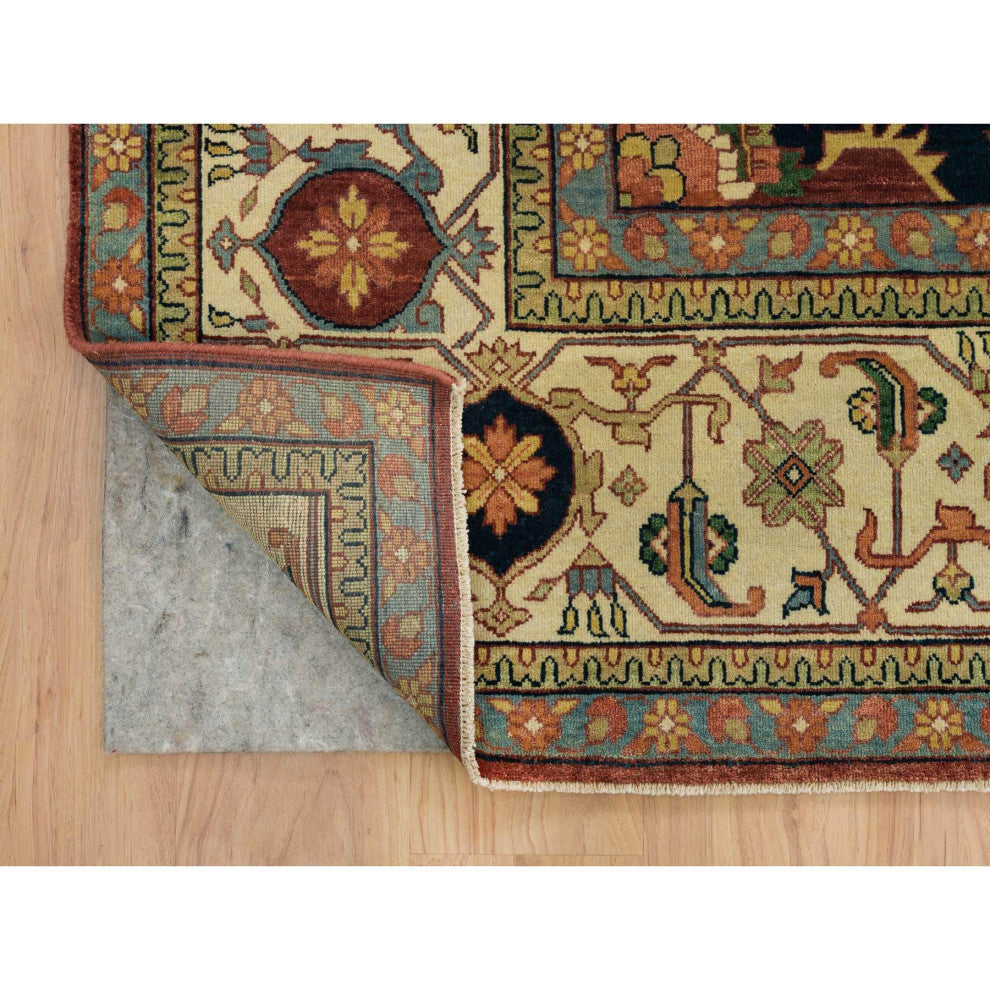 Red Heriz Re-Creation Pure Wool Hand Knotted Oversize Oriental Rug 12'x15'2"