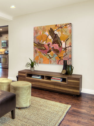 "Gingko Modern Birds" Painting Print on Canvas by Evelia