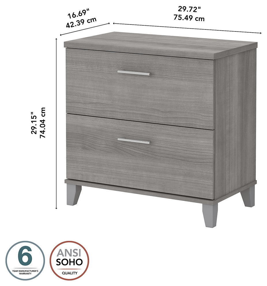 Somerset 2 Drawer Lateral File Cabinet, Platinum Gray