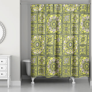 Patchwork Madala in Green Shower Curtain