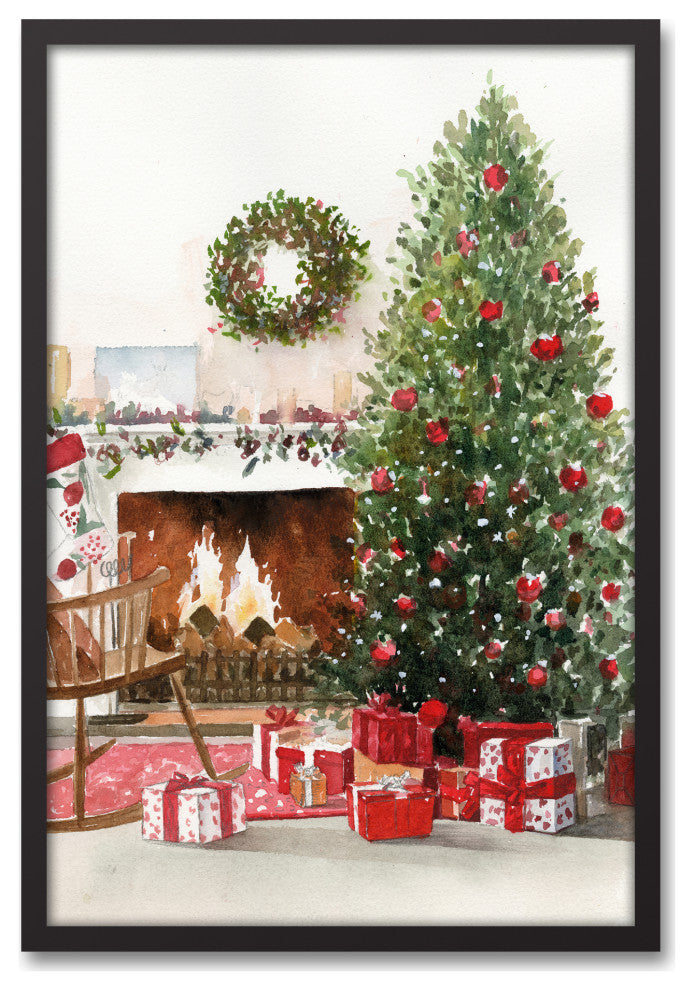 Christmas Morning 21.73x31.73 Black Framed Canvas