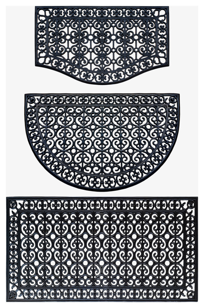 Rubber Grill Matching Doormat Set, Patio/Garage, Heavy Duty, 3-Piece Set