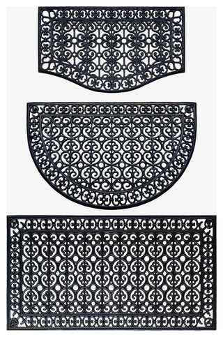 Rubber Grill Matching Doormat Set, Patio/Garage, Heavy Duty, 3-Piece Set