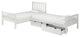 Aurora Corner Twin Set of 2 Beds with storage drawers, White