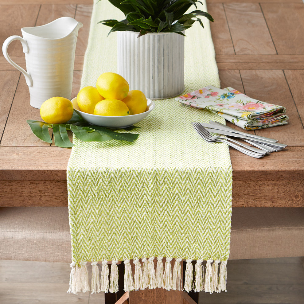 Avocado Chevron Handloom Table Runner 15x72
