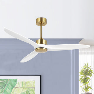 52" Solid Wood 3-Blade Propeller Ceiling Fan with Remote, Gold/White