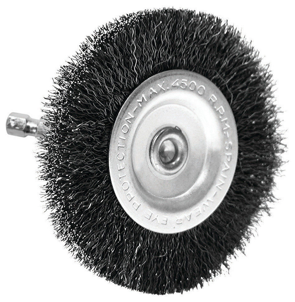 Drill Radial Wire Brush, Fine Crimped, 4"
