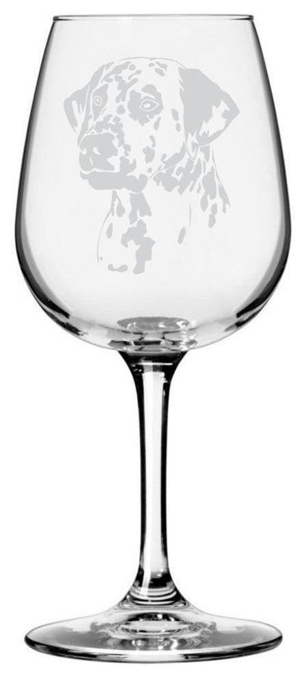 Dalmatian Dog Themed Etched All Purpose 12.75oz. Libbey Wine Glass