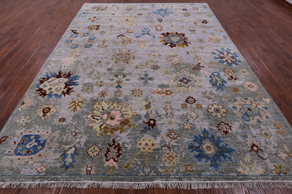 Turkish Oushak Handmade Wool Rug 9' 3" X 11' 11" - Q16130