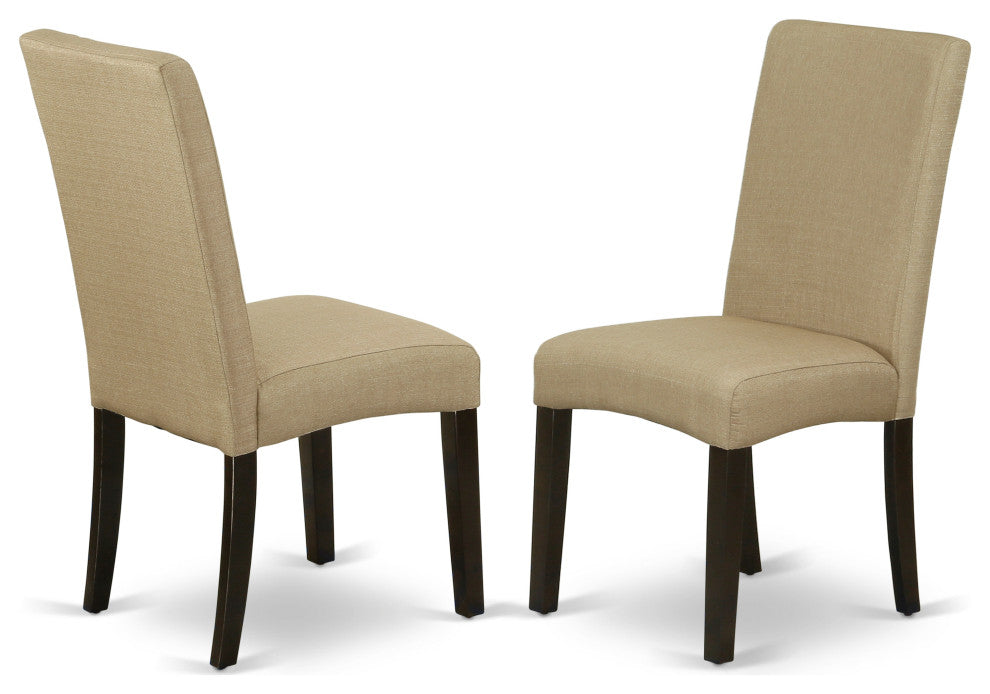 Parson Chair With Cappuccinoleg and Linen Fabric, Brown Color, Set of 2