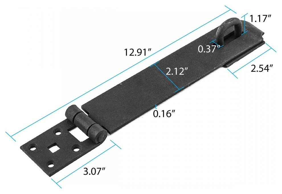 Heavy Duty Padlock Hasp Door Latch Large Black Wrought Iron 9.75" Strap