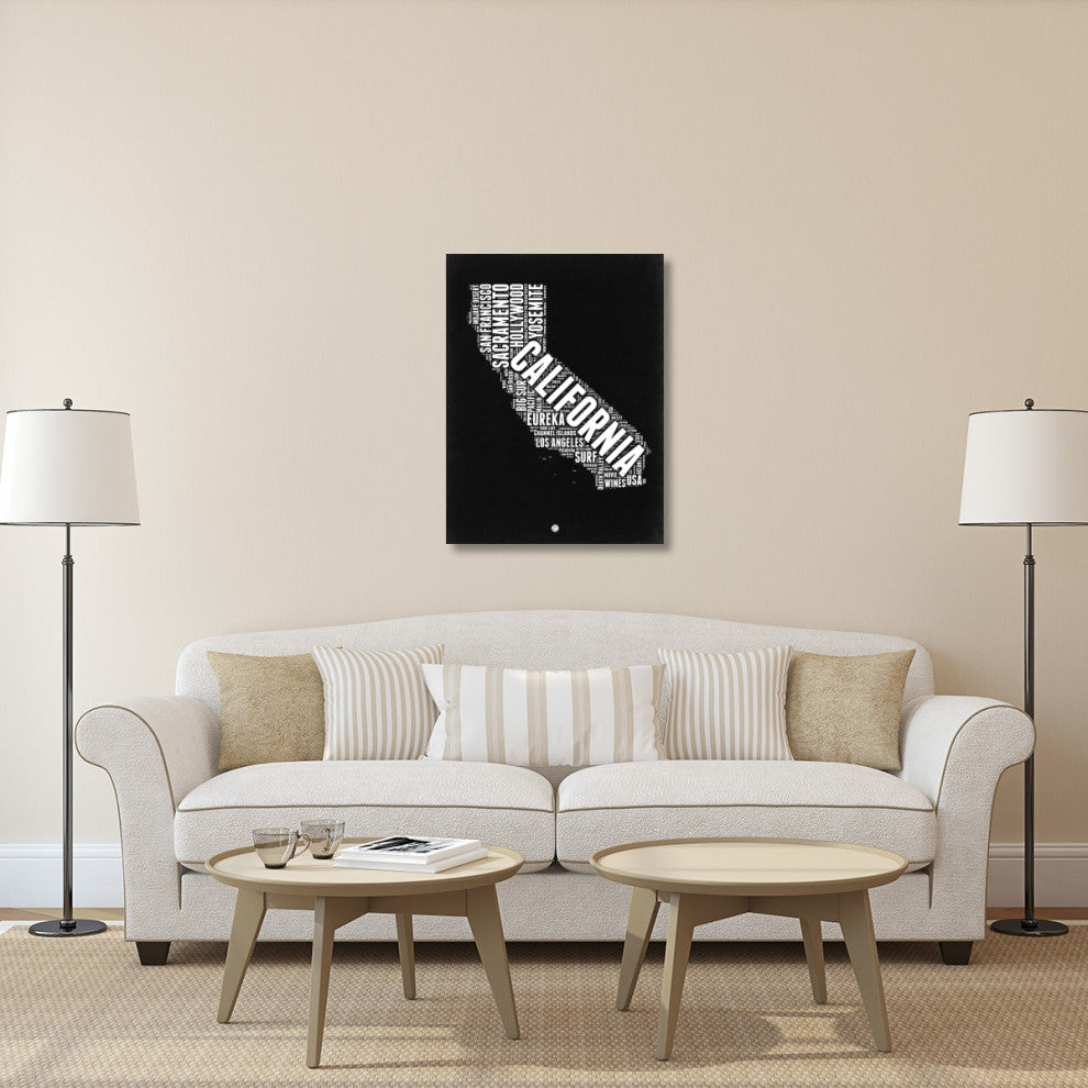 "California Black and White Map" Fine Art Print