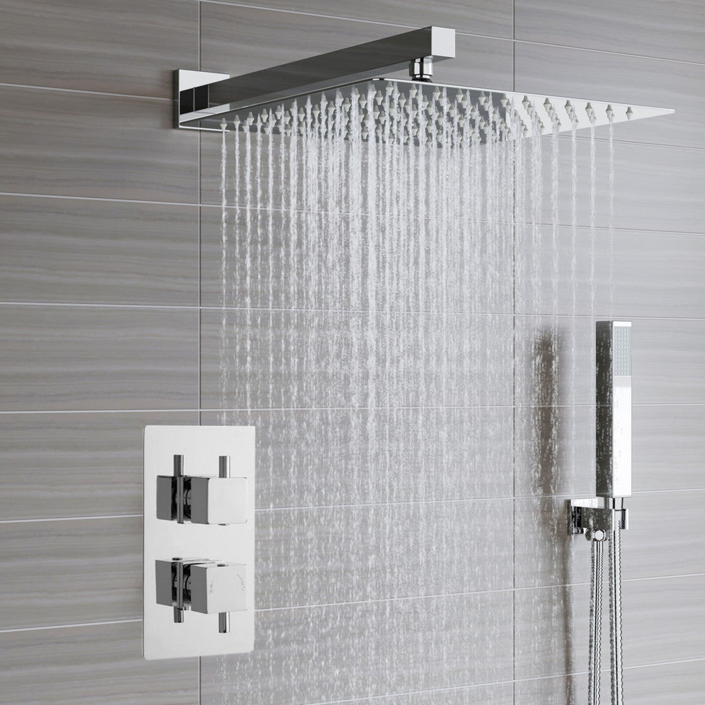 Lima Rain Shower Head, Built-In Thermostatic Mixer and Hand Held Shower Set