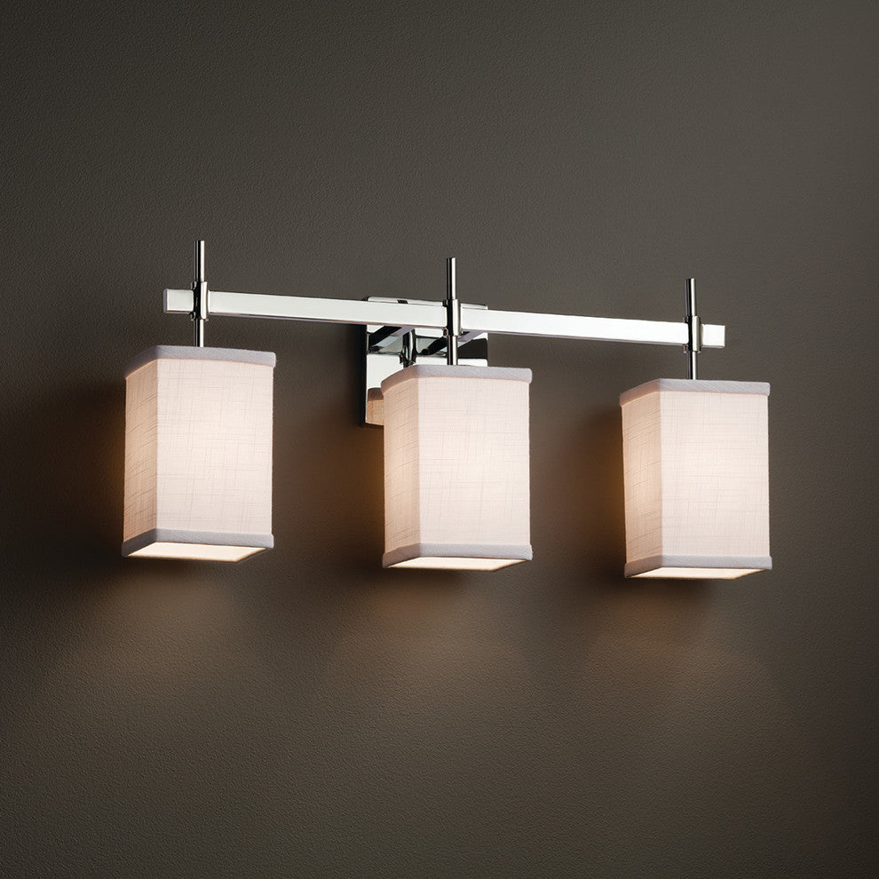 Textile Union 3-Light Bath Bar, Square With Flat Rim, Polished Chrome