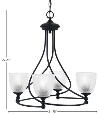 Capri 4-Light Chandelier, Matte Black/Clear Ribbed