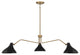 3-Light Pendant, Matte Black With Natural Brass
