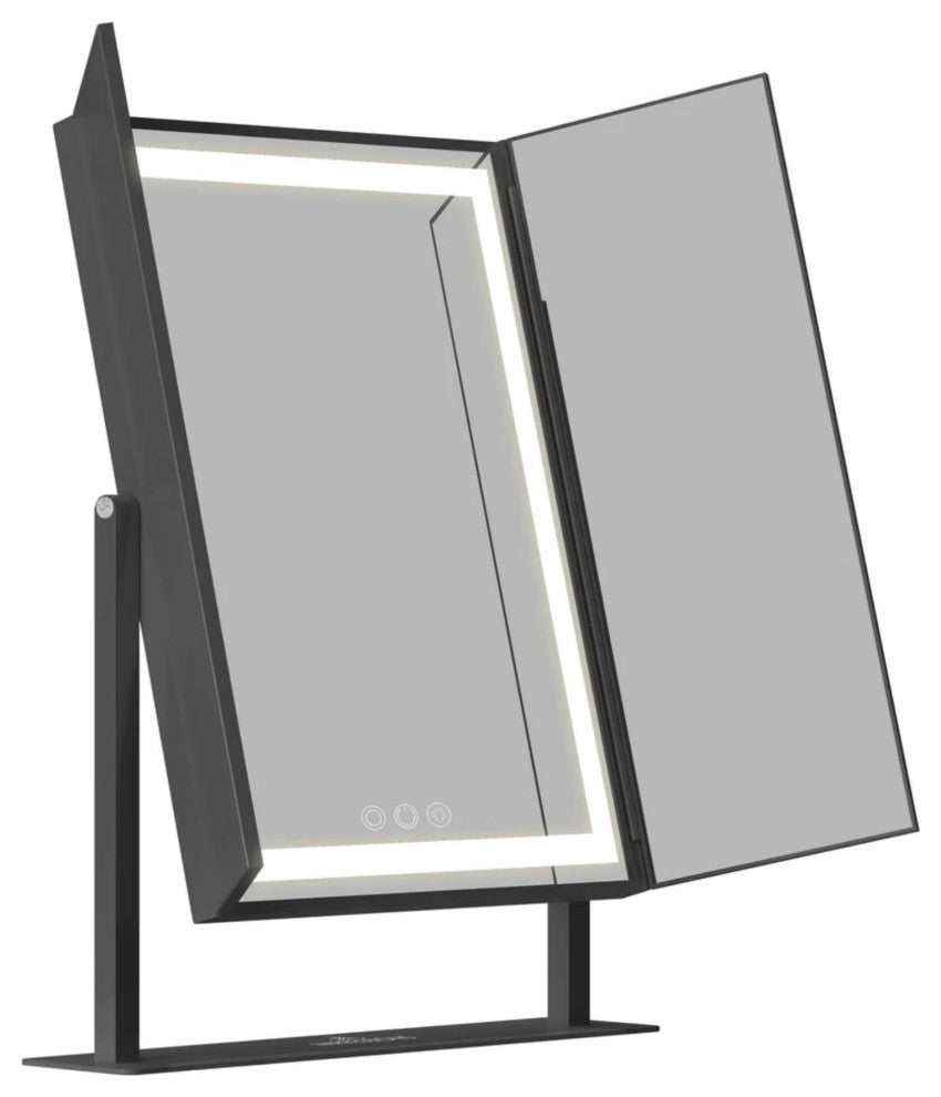 Lavish Tri-Fold LED Tri Tone Makeup Mirror, Black