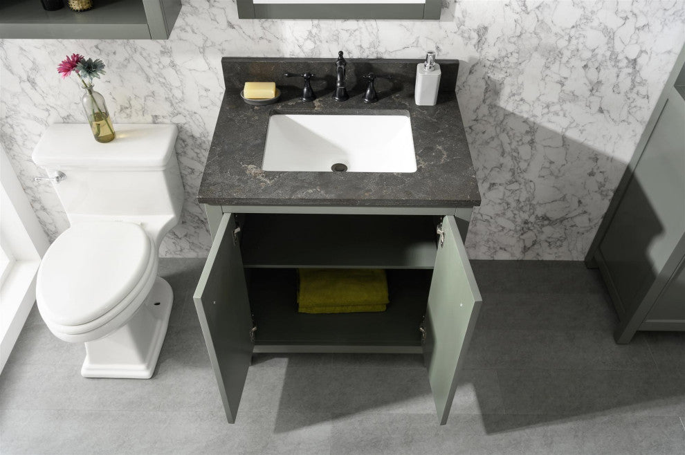 30" Single Sink Vanity Cabinet, Pewter Green