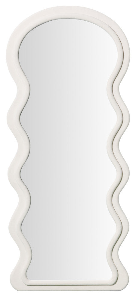 Rhodes Velvet Floor Mirror, Cream