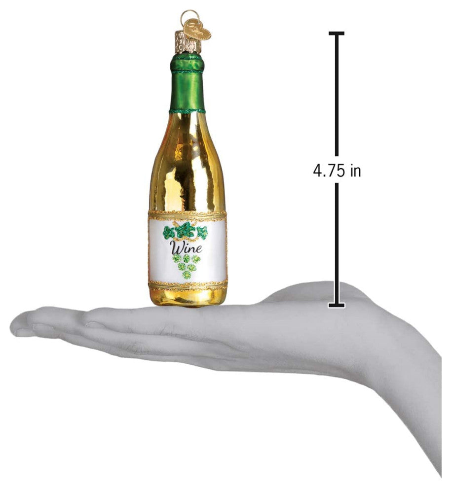 Old World Christmas Glass Blown Ornament White Wine Bottle (#32303)