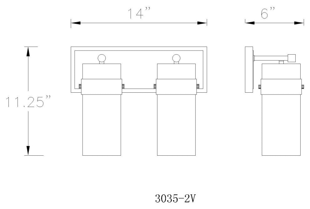 Zlite 3035-2V-RB 2-Light Vanity, Clear