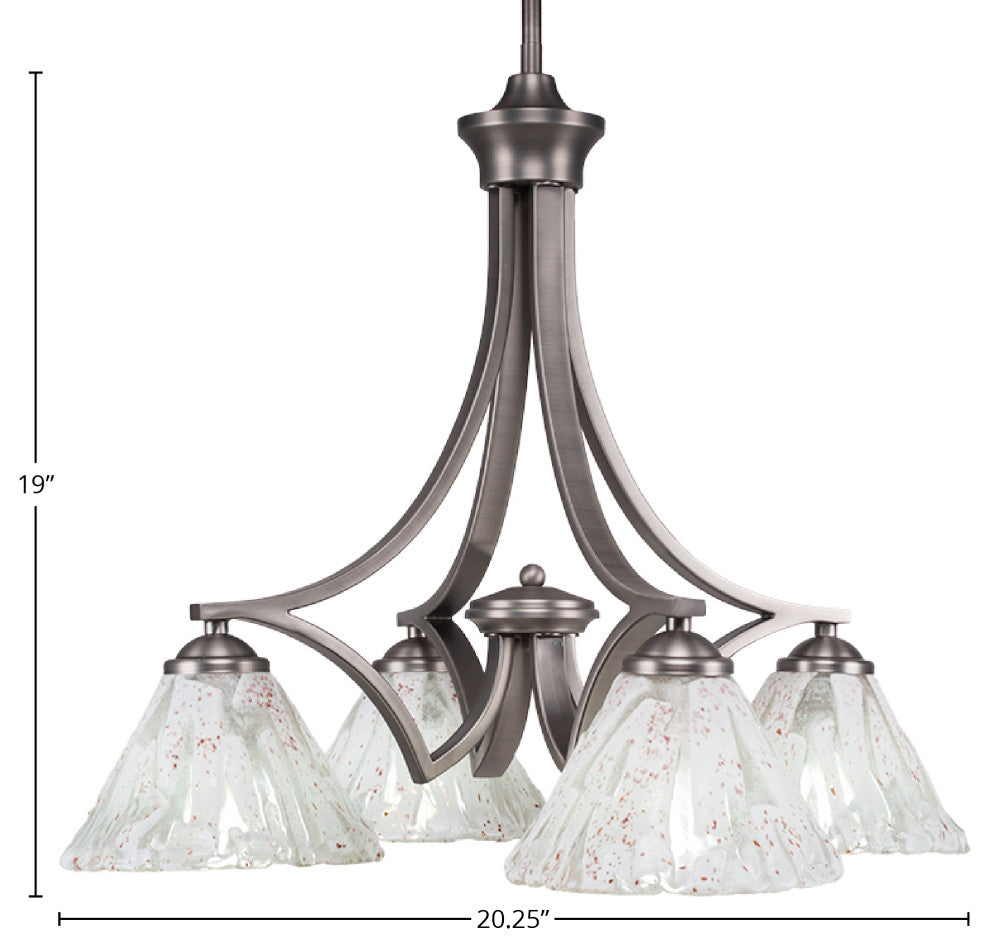 Zilo 4 Light Chandelier, Graphite Finish With 7" Italian Ice Glass