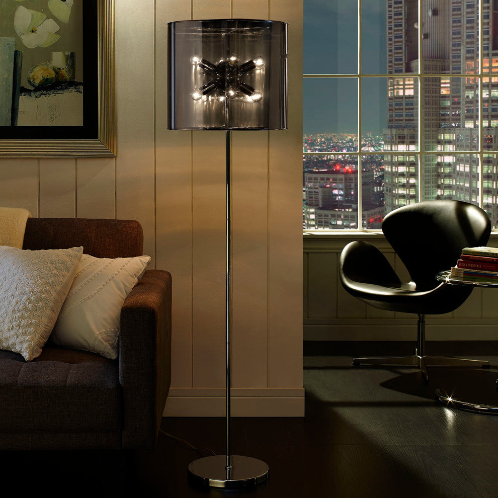Modern Contemporary Living Room Metal Floor Lamp Silver