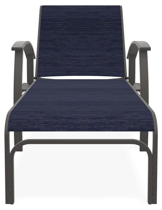Belle Isle Sling 4-Position Outdoor Chaise Lounge, Collect Indigo/Warm Gray