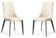 Set of 2, Light Taupe Faux Leather Metal Dining Chairs