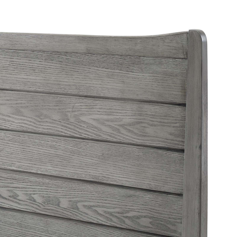 Platform Bed Frame, Full Size, Wood, Gray, Modern Farmhouse, Bedroom