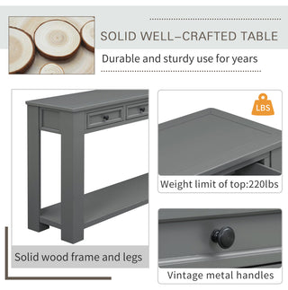 63"x30" Rustic Chic Console Table with Drawers and Shelf for Entryway Hallway, Tan