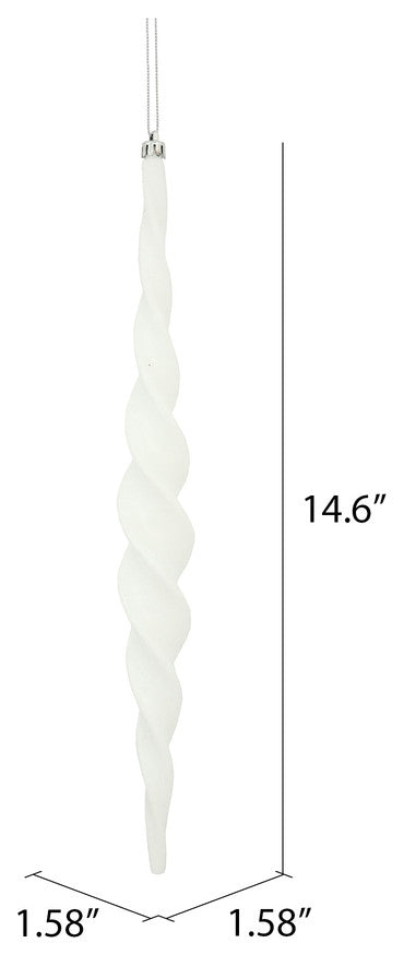 Vickerman N175111D 14.6" White Shiny Spiral Icicle Christmas Ornament