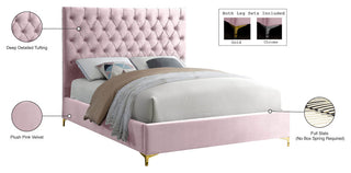 Cruz Velvet Upholstered Bed, Pink, Full